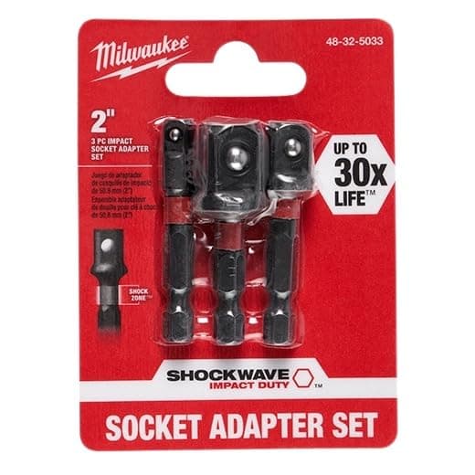 3-Pc Milwaukee SHOCKWAVE Impact Duty Hex Shank Socket Adapter Set $8.20