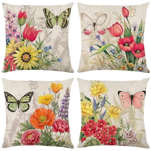 4-Pack 18"x18" wyooxoo Linen Flower Butterfly Throw Pillow Covers $8.69 + Free Shipping w/ Prime or on $35+