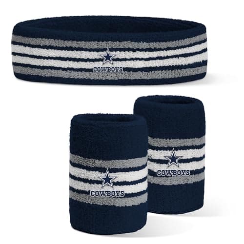 For Bare Feet NFL Dallas Cowboys Officially Licensed Team Logo Headband & Wristband Combo Pack Team Color OSFM