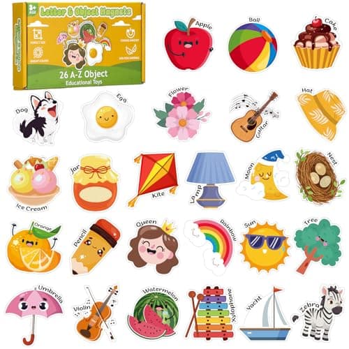 Thboxes 26 A-Z Objects Fridge Magnets for Toddlers,Large Size Colorful Refrigerator Magnets Magnetic Toys Cute Kids Learning Toys Preschool Educational Gifts for Kids Toddlers 3-5
