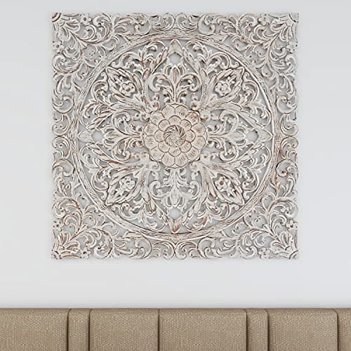 Deco 79 Wood Floral Handmade H...Wall Art 36" x 1" x 36", White