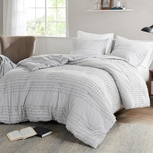 Comfort Spaces Cotton Comforte...Queen, Phillips, Grey, 3 Piece