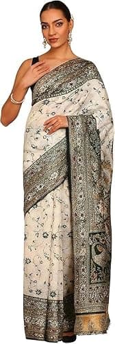 Silk Sarees for Women Party Wear with Embroidery Work & Unstitch Blouse Piece (Olive Green)