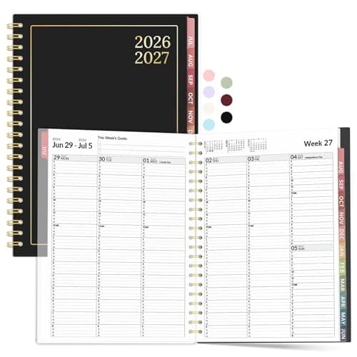 Forvencer Appointment Book Planner 2026-2027, Daily Weekly Monthly Calendar Planner (Jul 2026-Jun 2027), 8.5"X11" Hourly Agenda with 15-Min Slots, Flexible Cover Office School Organizer, A4, Black