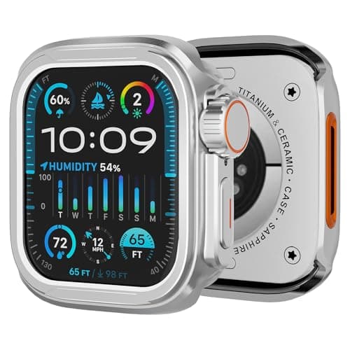 SDOCEBF Aluminum Alloy Case for Apple Watch Series 9 8 7 45mm, Ultra-Style Metal Bumper with Ceramic Back Cover, Shockproof Protective Case for iWatch 45mm, Silver