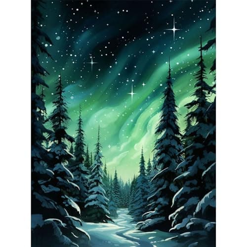 Yezavesu Aurora Diamond Art Kits for Adults, Forest Diamond Painting Kit for Beginners, 5D DIY Round Full Drill Painting with Gem Art Craft Kits for Home Wall Decor 12x16 Inch