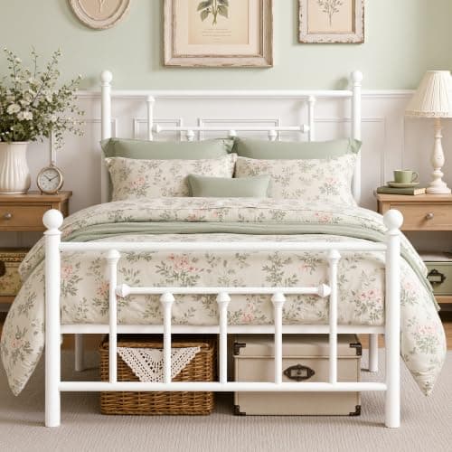 VECELO Twin Size Metal Platfor...Storage Space, Victorian Style