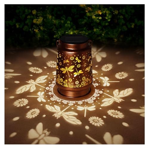 Solar Lanterns Outdoor Waterproof Dragonfly Garden Decor Gifts for Women Mom Grandma Hanging Solar Lights Metal Solar Decoration Outside for Yard,Patio,Backyard,Porch