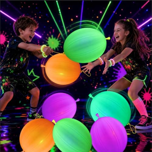 Mega-L Glow In The Dark Party Supplies 24PCS Neon Reusable Punch Balloons Heavy Duty With Rubber Band Handle Bouncy Balls For Carnival Games Student Gifts From Teacher Only Glow Under Blacklight