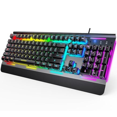Tecknet RGB All-Metal Panel Silent Wired Gaming Keyboard w/ Wrist Rest $14.82 + Free Shipping w/ Prime or on $35+