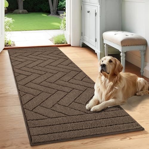 hicorfe Indoor Entryway Doormat,24"x59" Front Back Door Mat,Non Slip Runner Carpet,Absorbent Resist Dirt Entrance Doormat Inside Floor Mats for Entryway Washable(Camel)
