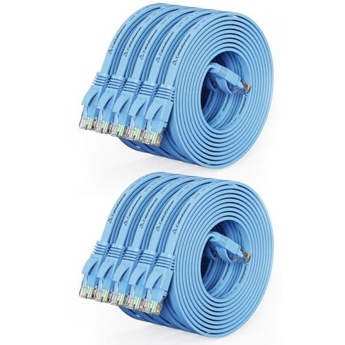 Cat 6 Ethernet Cable 10ft (10 Pack) (at a Cat5e Price but Higher Bandwidth) Flat Internet Network Cables - Cat6 Ethernet Patch Cable Short - Blue Computer LAN Cable with Snagless RJ45 Connectors