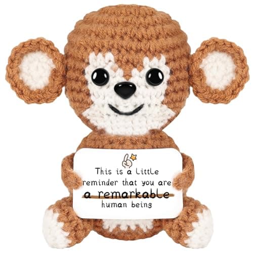 DAFURIET Gifts for Him/Her: Stuffed Animal Women/Men Thank You Present, Handmade Positive Crochet Monkey Emotional Birthday Mother's Day Easter Retirement Gifts for Teacher Friend Coworker Couple
