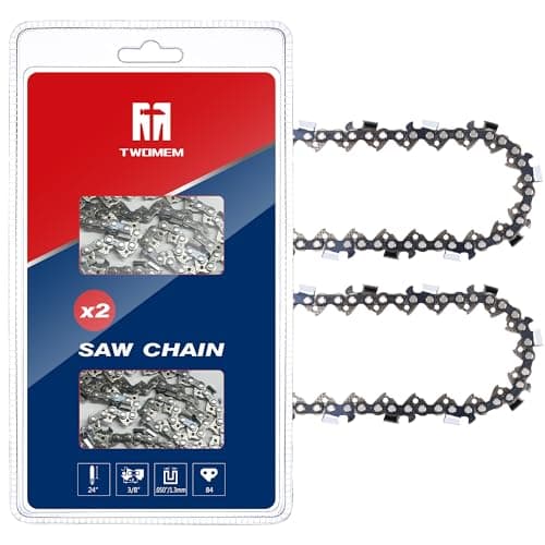 TWOMEM 24 Inch Chainsaw Chain Fits Husqvarna, 2 Pack, 3/8" Pitch, 050" Gauge, 84 Drive Links Fits Husqvarna 460 (Rancher), Stihl 33RS 84 25"/24" MS390 MS310 MS361 MS460 MS500 - Echo 72LPX84CQ, E84
