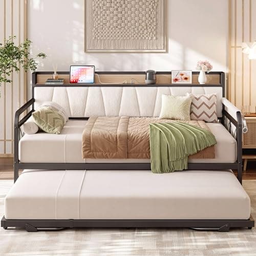 LIKIMIO Twin Daybed, Day Bed w...Bedroom, and Guest Room, Cream