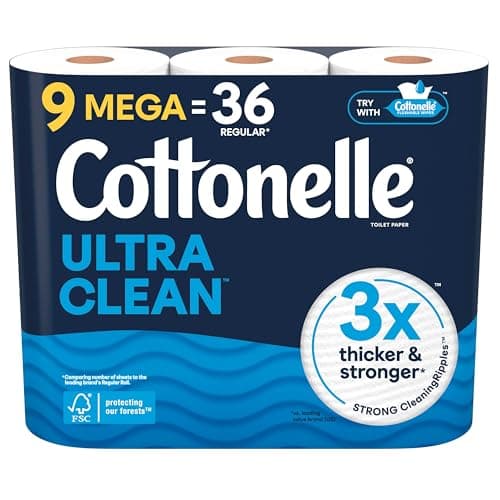 [SnS, AC] $29.83* | 5 × 9-Pack 284-Sheets Cottonelle Toilet Paper Mega Rolls (Ultra Clean) ($5.97 each) at Amazon