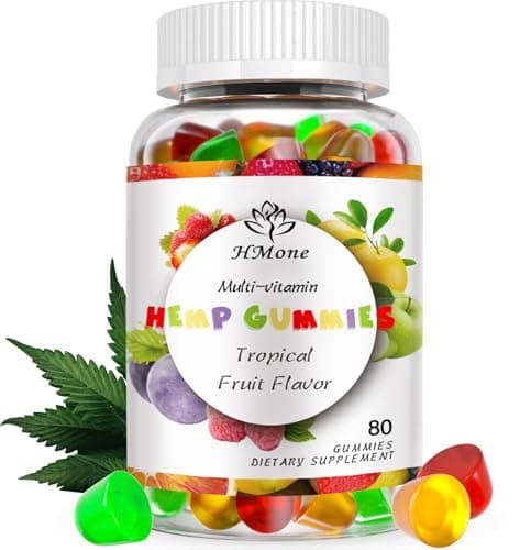 Hemp Gummies for Pain Sleep Anxiety Extra Strength High Potency Pure Organic Hemp Oil Extract 100% Natural Vegan Hemp Gummy Supplement Omega 3-6-9 & Vitamins 1 Packs