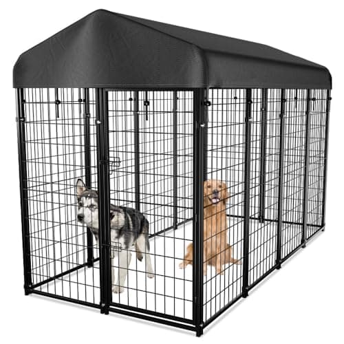 Dog Kennel Outside with Roof, ... UV-Resistant Waterproof Cover