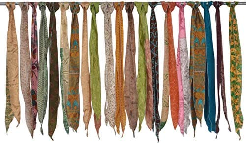 Rajbhoomi Indian Vintage Silk Sari Sashes Head Wrap Neck Tie (15)