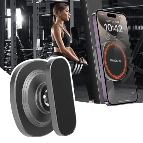 Aluminum Alloy Magnetic Phone Holder for Gym with N52 Magnets, Gym Accessories Compatible with MagSafe iPhone 17 Pro Max Plus 16 15 14 13 12, Home Gym Accessories, Gym Gifts for Men