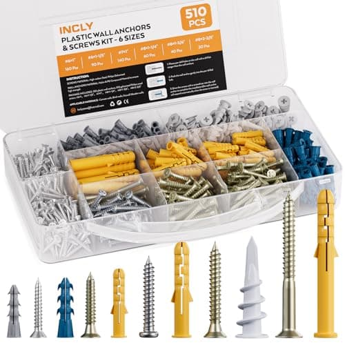 510-Piece Incly Drywall Anchors & Screws Assortment Kit $9.09 + Free Shipping w/ Prime or on $35+