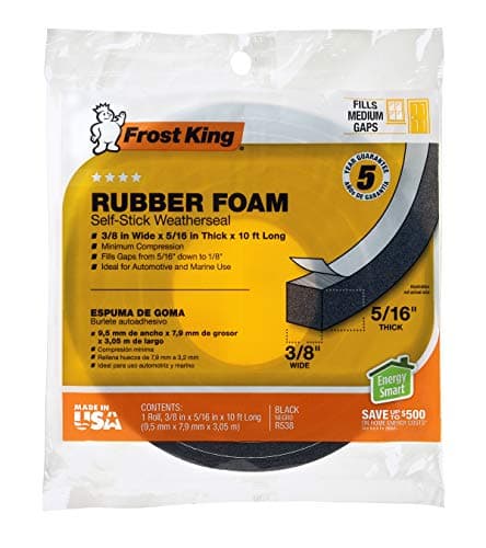 Frost King Self-Stick Rubber Foam Weatherseal Tape (Black, 3/8" x 5/16" x 10') $1.75