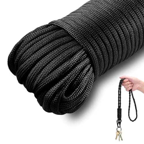 100ft Paracord Rope, 7 Strand Type III Parachute Cord, 4mm Paracord 550 Cord for Outdoor Camping Hiking Survival Bracelets DIY Projects (Black)