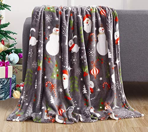 Elegant Comfort Velvet Touch U...x 60inch, (Santa Snowman Gray)