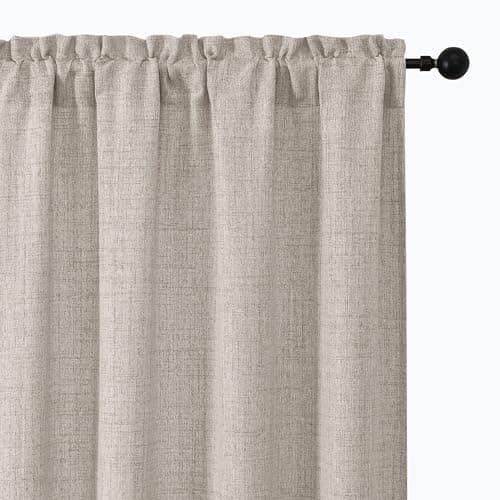 Aiyufeng Faux Linen Texture Curtains for Living Room 84 Inch Length 2 Panels, Airy Soft Drapes,Light Filtering Window Curtains for Bedroom Kitchen Bathroom Farmhouse，42x84 Inch, 2PCS