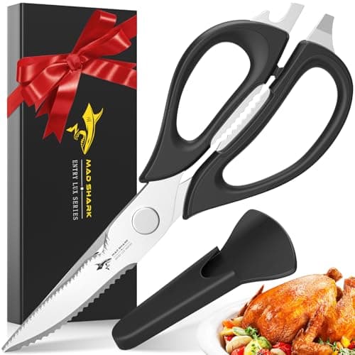 Kitchen Scissors All Purpose Kitchen Shears Come Apart,Stainless Steel Utility Scissors with Comfort Grip,Heavy Duty Poultry Shears for Chicken,Meat,Fish,Dishwash Safe