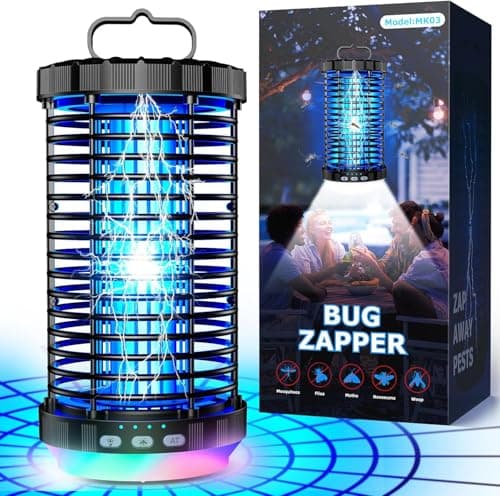 CreateFun Bug Zapper Outdoor, 2026 Upgraded 3 in 1 Rechargeable Bug Zapper with 5000mAh Battery & LED Night Light, 4000V Cordless Waterproof Mosquito Zapper for Outside,Patio,Backyard,Garden Black