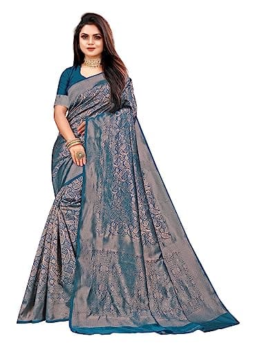 Vedant Vastram Women's Designer Banarasi Litchi Silk Saree For Women (Dharti Rama)