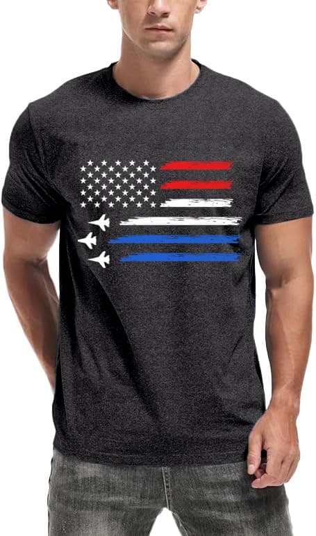 NEWKA Mens Air Force Patriotic Shirts American Flag T-Shirt 4th of July Short Sleeve USA Memorial Day Tee Tops