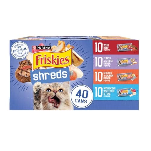 Select Accounts: 40-Pk 5.5-Oz Purina Friskies Shreds Wet Cat Food (Variety Pack) $21.30 w/ S&S
