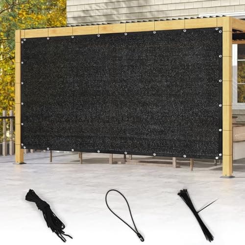 Kokorona 90% Sun Shade Cloth with Grommets, 6' x 10' Pergola Shade Cover for Outdoor Patio, Mesh Tarp Patio Sun Screen Blocking Sunshades Cloth for Garden, Backyard, Outside, Black