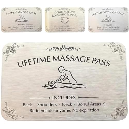 Lifetime Date Night Pass Wallet Card, Couple Date Night Card Set, Date Night Pass & Lifetime Massage Card, Admit One Love Coupons Couples Card Game, Unique Gift for Boyfriend Girlfriend (#C)