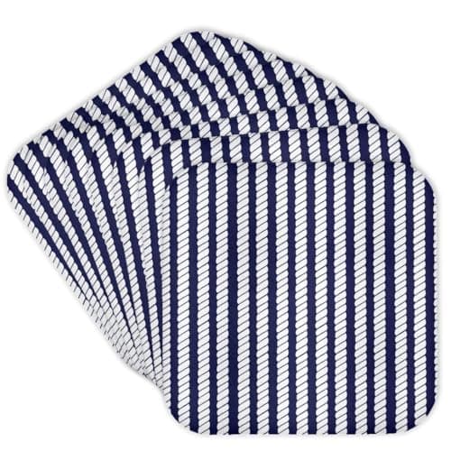 3dRose Navy Blue and White Nau...sters, Set of 8 (CST_212475_2)