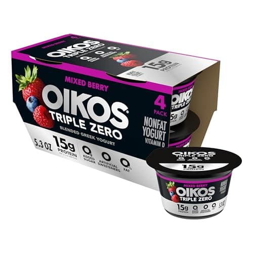 Oikos Triple Zero Mixed Berry ...tein Yogurt, 4 Ct, 5.3 OZ Cups