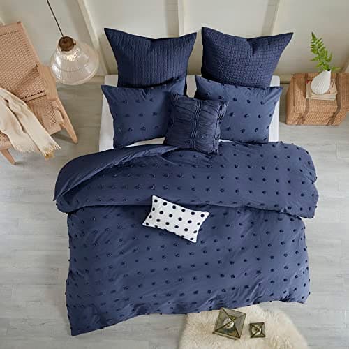 Intelligent Design Duvet Set 1... (88 in x 92 in), Navy 7 Piece