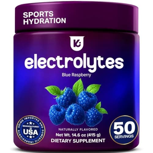 Sports Electrolytes for Runners, Cyclists – Blue Raspberry Sport Electrolyte Powder 14.6oz Tub – Electrolyte Powder for Sports Hydration w/Trace Minerals – Workout Drinks w/Electrolytes