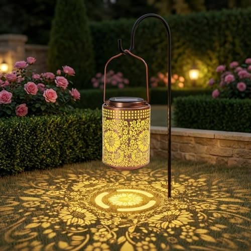LOVERUIS Sunflower Solar Lantern Outdoor Waterproof Solar Lights For Outdoor Garden Decor, Perfect For Dad, Hanging Decorative Solar Lantern For Patio, Yard, Pathway Decoration