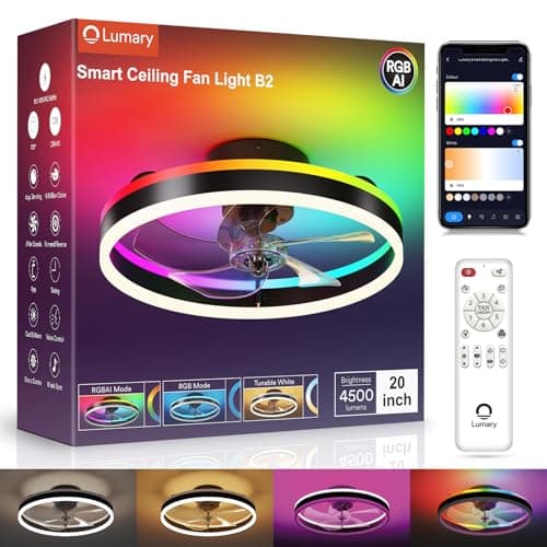 Lumary 20" Smart Flush Mount Ceiling Fan w/ 4500Lm 2700K/6500K LED Light & Remote (Black or White) $107.98 + Free Shipping