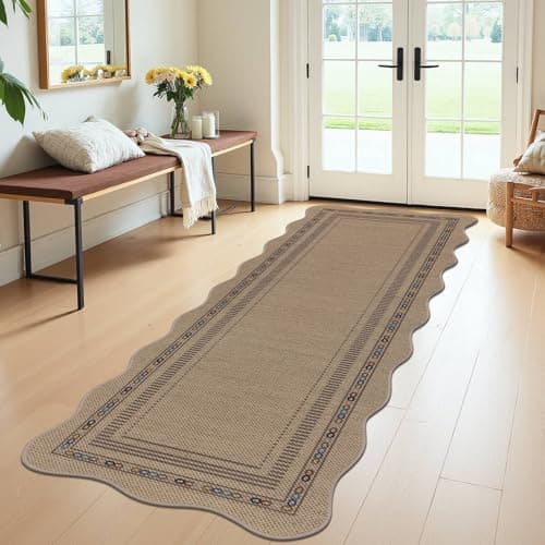 U'Artlines Hallway Runner Rug, 2'x6' Non Slip Washable Jute Kitchen Rug, Farmhouse Floor Carpet Runners for Kitchen, Entryway, Bathroom, Laundry Room, Indoor Home Decor (Colorful)