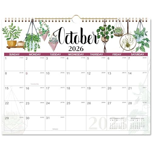 2026 Calendar - 2026 Wall Calendar 12 Month, JAN 2026 - DEC 2026, Calendar 2026 for Wall, 14.8'' x 11.6'', Sturdy Binding, Julian Dates, Holiday Reminder, Large Ruled Blocks