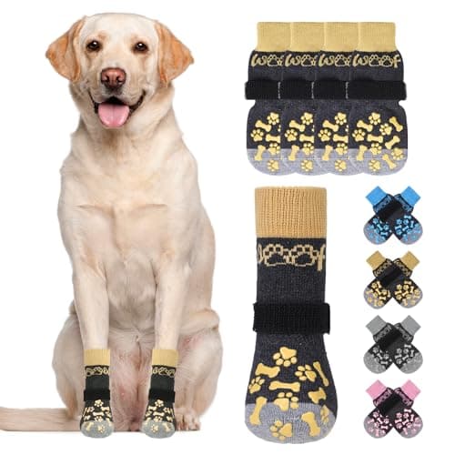 KOOLTAIL Dog Socks Shoes for Hot Pavement to Prevent Licking Paws, Winter Dog Boots & Paw Protector for Hardwood Floors Anti Slip,Traction Control Grip Booties for Small Medium Large Senior Dogs, SM