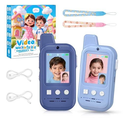 Video Walkie Talkies for Kids: 2 Pack Intercom Toys for Boys Girls Age 3-12 Year Old, Rechargeable Kids Walkie Talkies, HD Camera, Voice Changer, 2'' Screen for Outdoor Play Camping Hiking Family Game