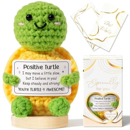 Emotional Support Crochet Positive Turtle Inspirational Cheer Up Gifts for Women,Handmade Positive Crochet Gift Thank You Birthday Mothers Day Teacher Appreciation Gifts for Coworker Nurse Mom Friends