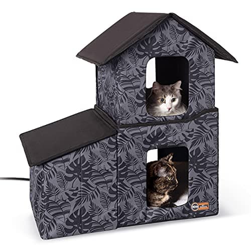 K&H Pet Products Two-Story Out... Heated Gray Leaf 27 X 22 X 27