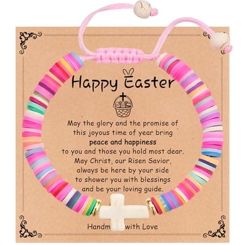 TAGOMEI Easter Basket Stuffers Cross Bracelet Baptism Gifts Christian Easter Gifts for Teens Gifts Trendy Stuff Christening Jewelry Catholic First Communion Confirmation Gifts