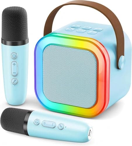 Mini Karaoke Machine for Kids, 2026 TOP Toys Birthday Gifts Ideas for Girls Ages 4, 5, 6, 7, 8, 9, 10, 12+ Years Old, Portable MP3 Player with 2 Wireless Mics for Family Home Party